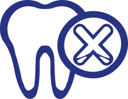 Image of a tooth and a cross in blue
