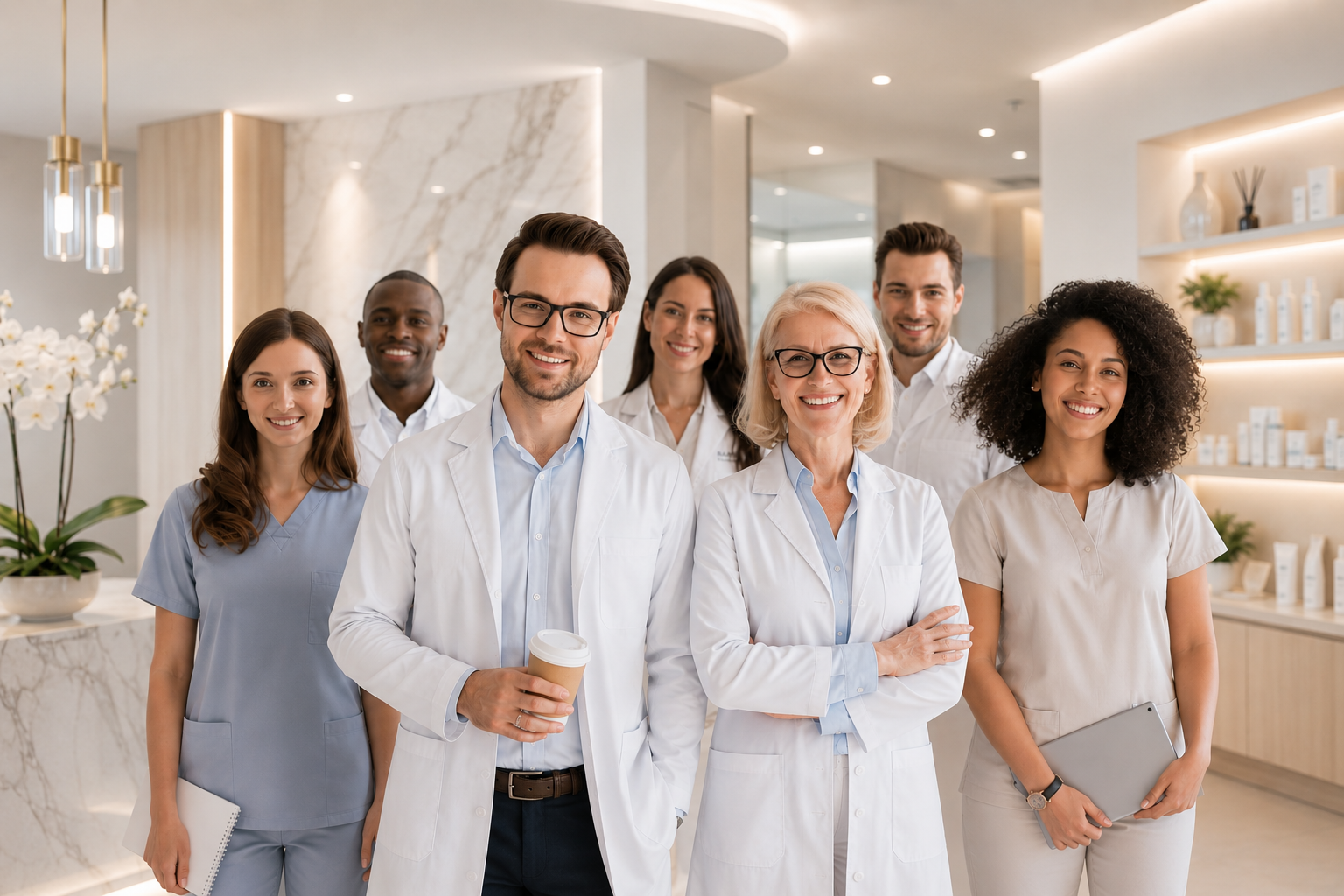 Friendly team of dentists, clinicians and healthcare professionals at Medical Dental Spa in West Hampstead providing cosmetic dentistry, general dental care and medical aesthetic treatments.