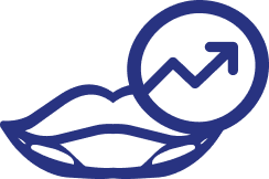 Image of lips and an arrow pointing up in a circle