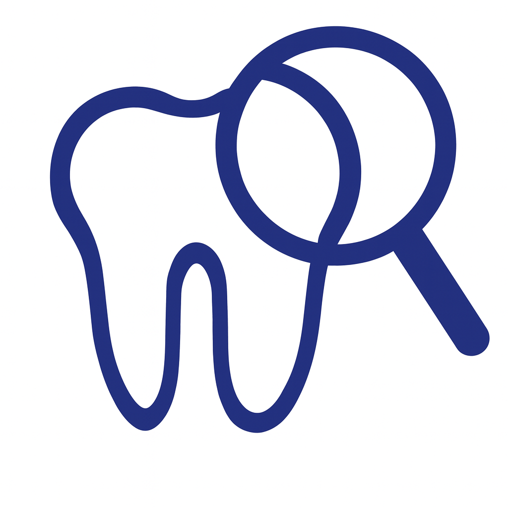 tooth with magnifying glass