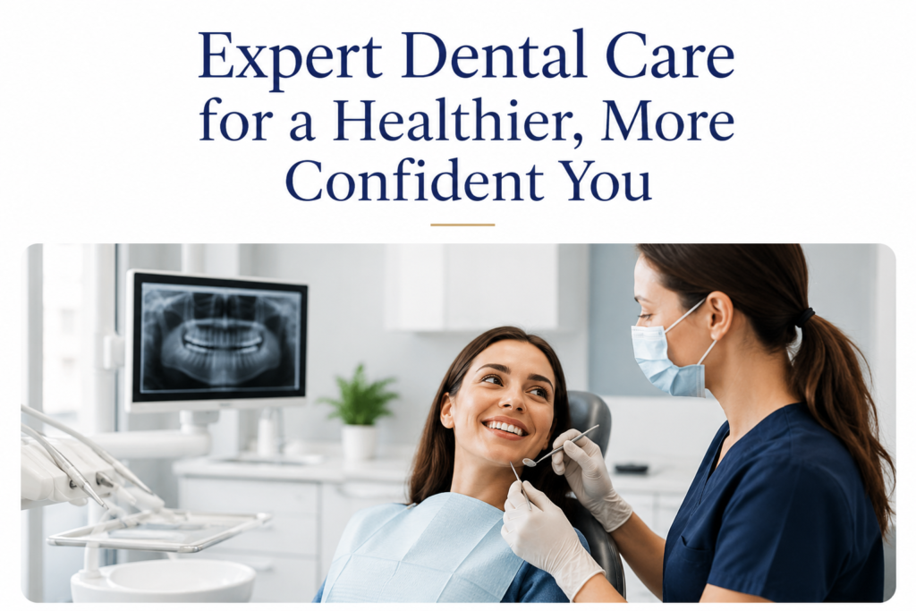 Experienced dentist providing professional dental treatment to a smiling patient at Medical Dental Spa in West Hampstead, including routine check-ups, preventive and cosmetic dentistry.
